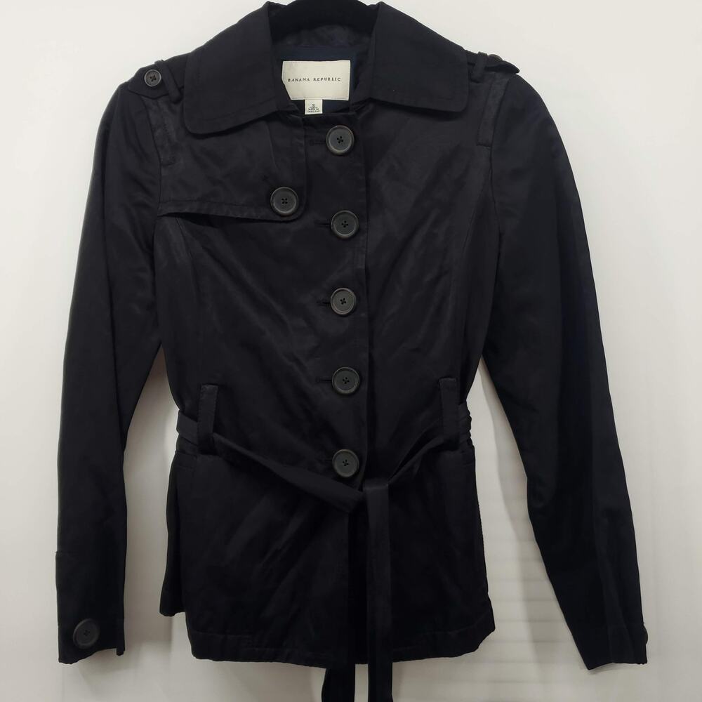 Banana Republic Blazer Jacket Womens Small Black Evening Belted